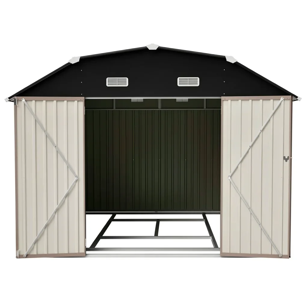 10×12 ft Heavy-Duty Steel Storage Shed with Floor Frame