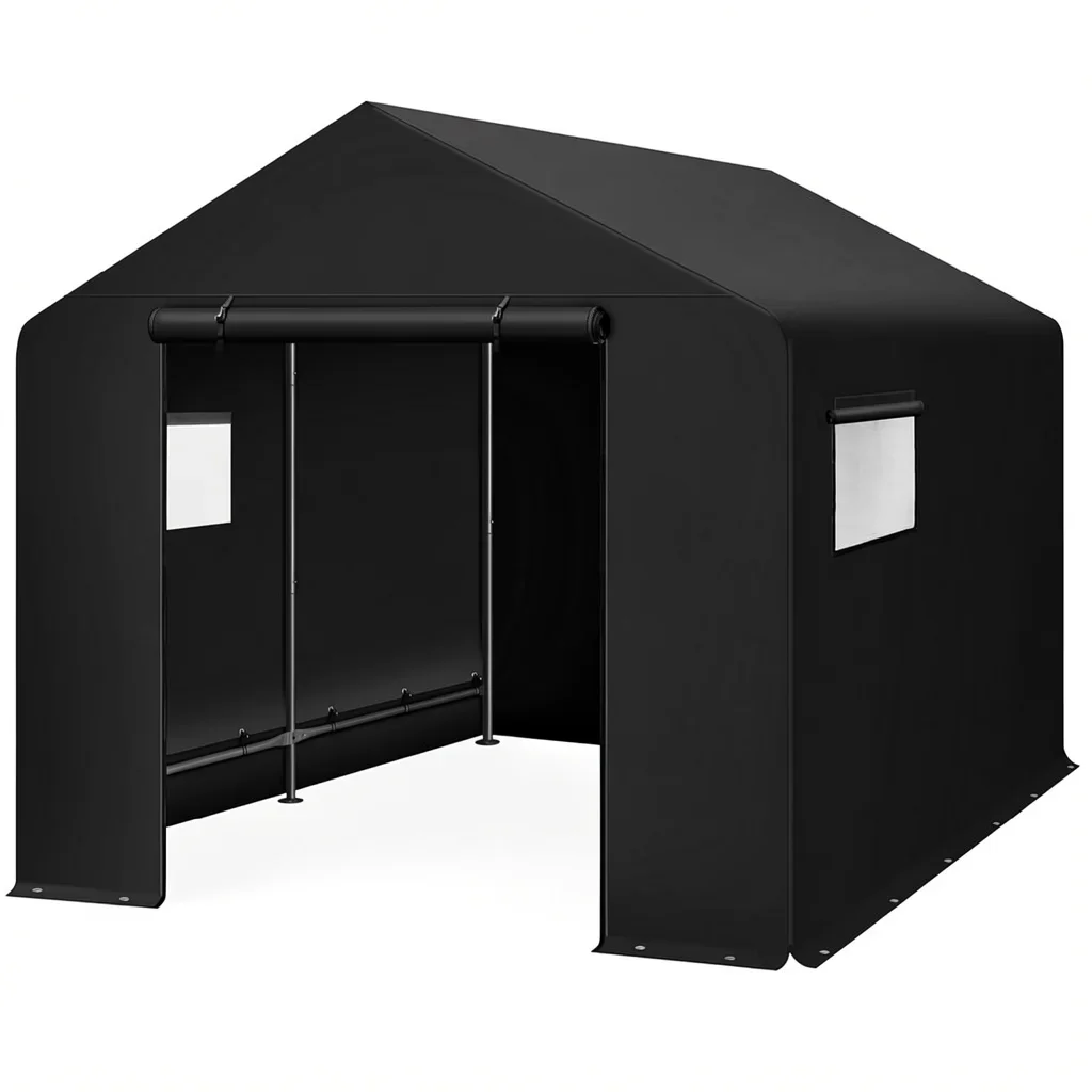 10×8 Ft Alloy Steel Canopy Shed with Dual Roll-Up Doors