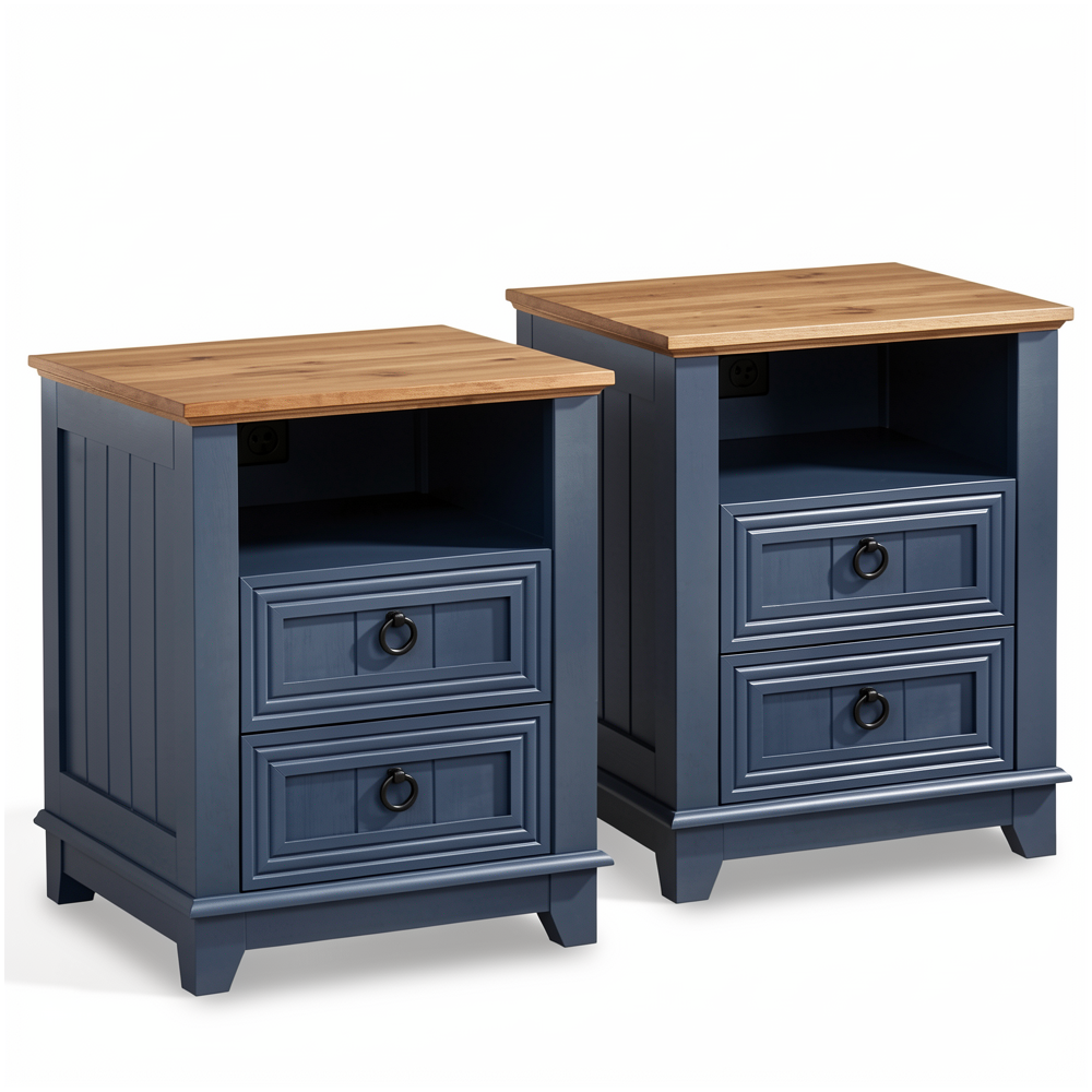 The Charging Nightstand Pair — Farmhouse with USB-C