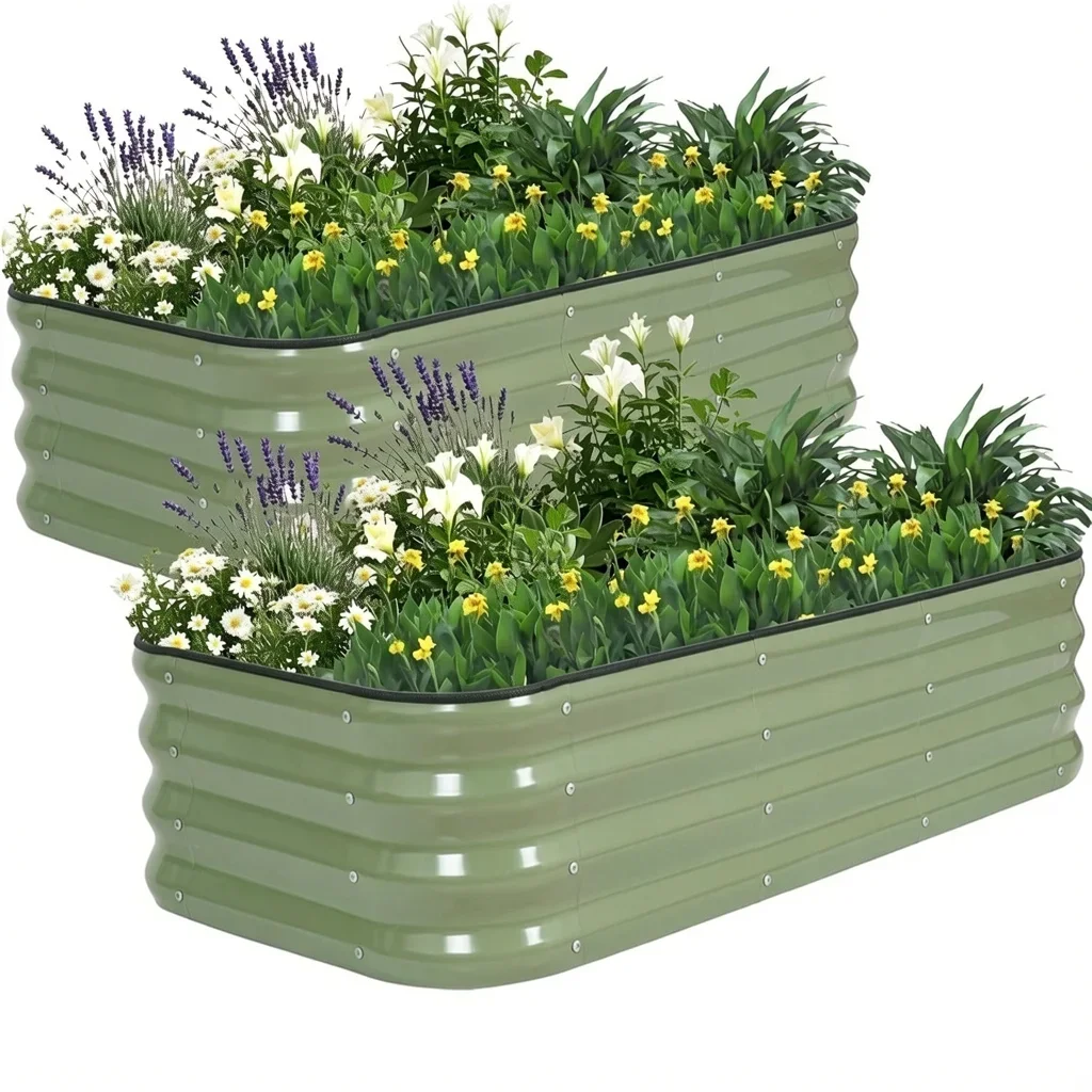 Modular Galvanized Steel Raised Garden Bed Kit — 4×2 ft, 2-Pack