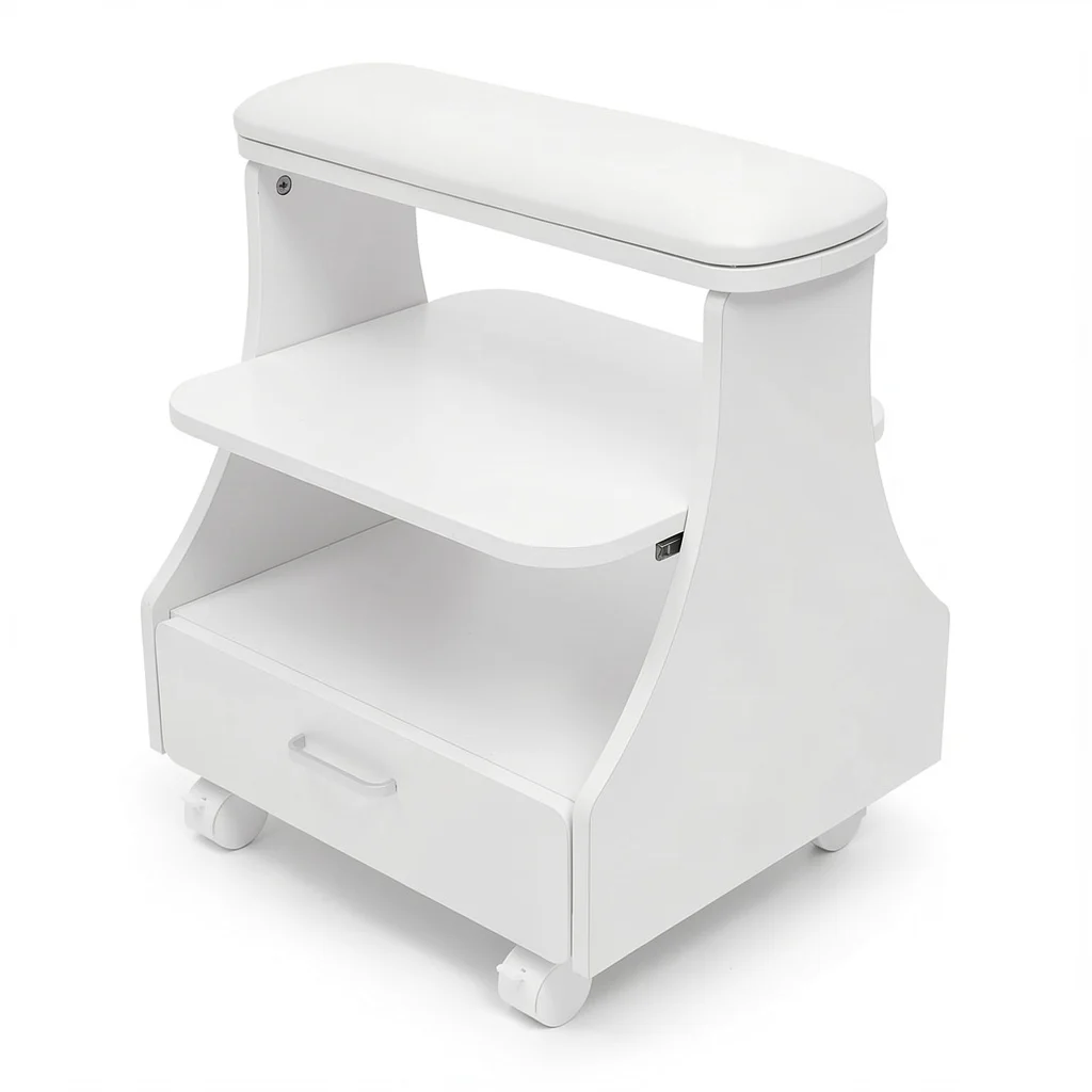 Pedicure Cart and Foot Rest - 3-Tier Stool with Casters