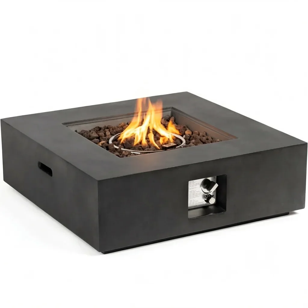 35-Inch Square Propane Fire Pit Table, 50,000 BTU, Dark Grey