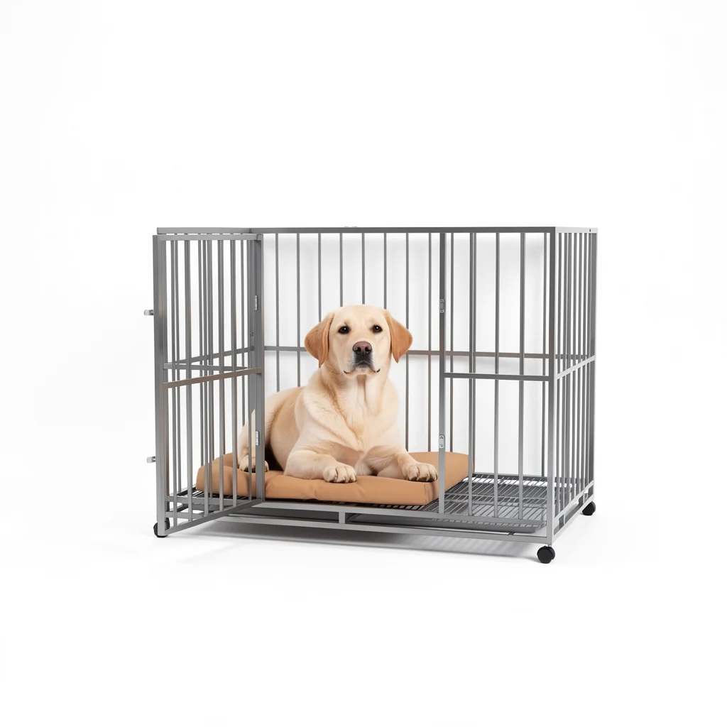 Stainless Steel Dog Crate - Heavy-Duty Sizes with Wheels