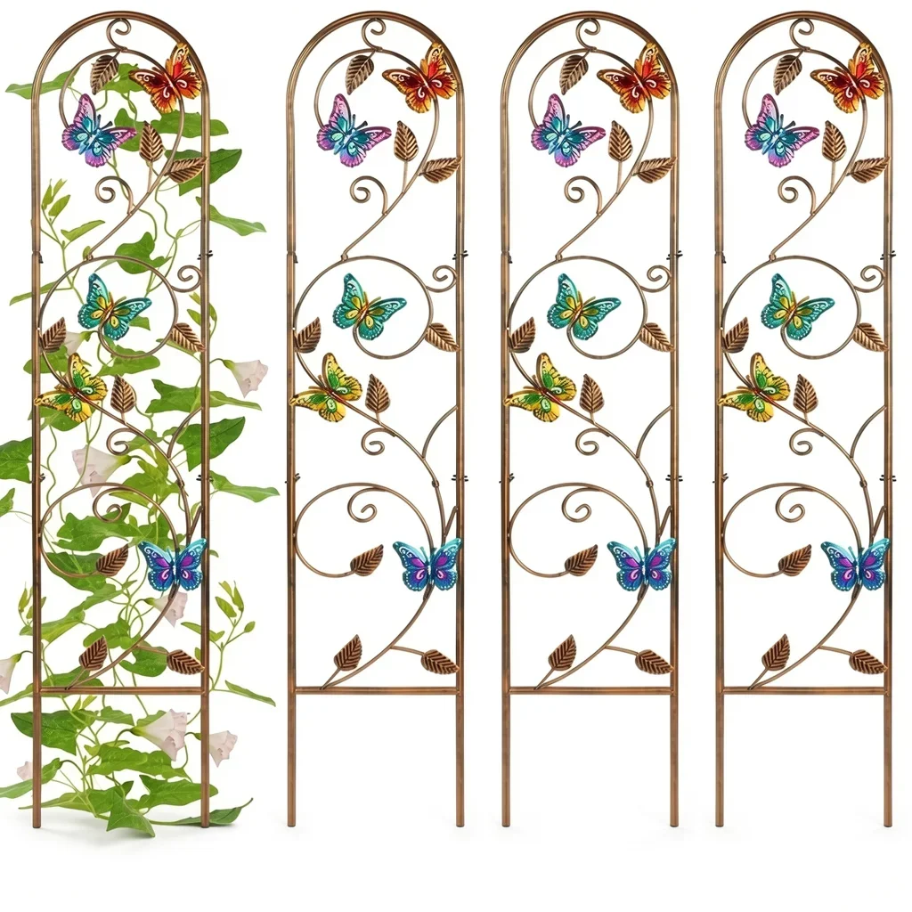 4-Pack Arched Metal Garden Trellis for Climbing Plants, 60"