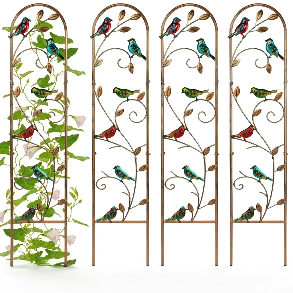 4-Pack Arched Metal Garden Trellis for Climbing Plants, 60×11"