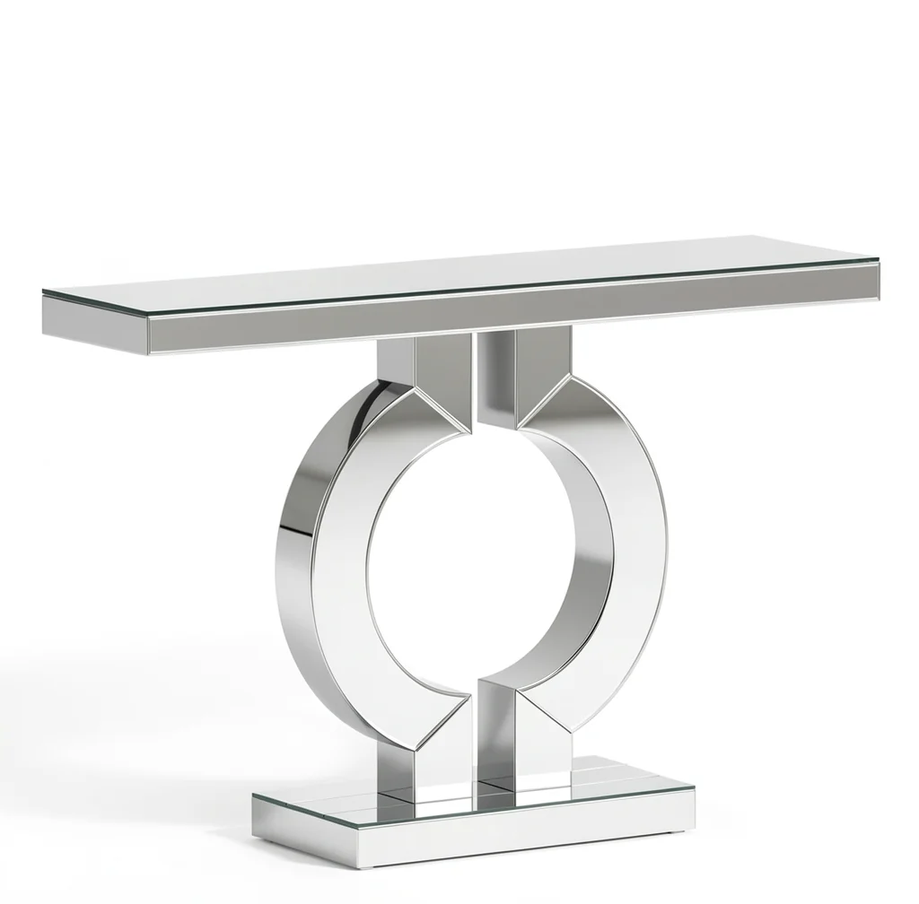 Mirrored Console Table - Modern Entryway Table with Thick Top