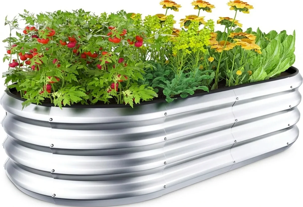 4×2×1 ft Galvanized Steel Raised Garden Bed Kit