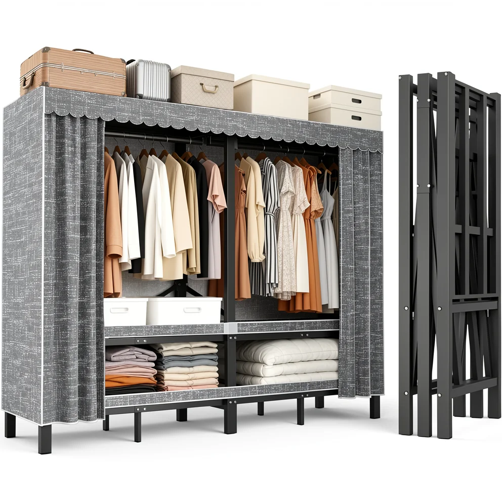 The Foldable Closet — Portable Wardrobe with Shelves