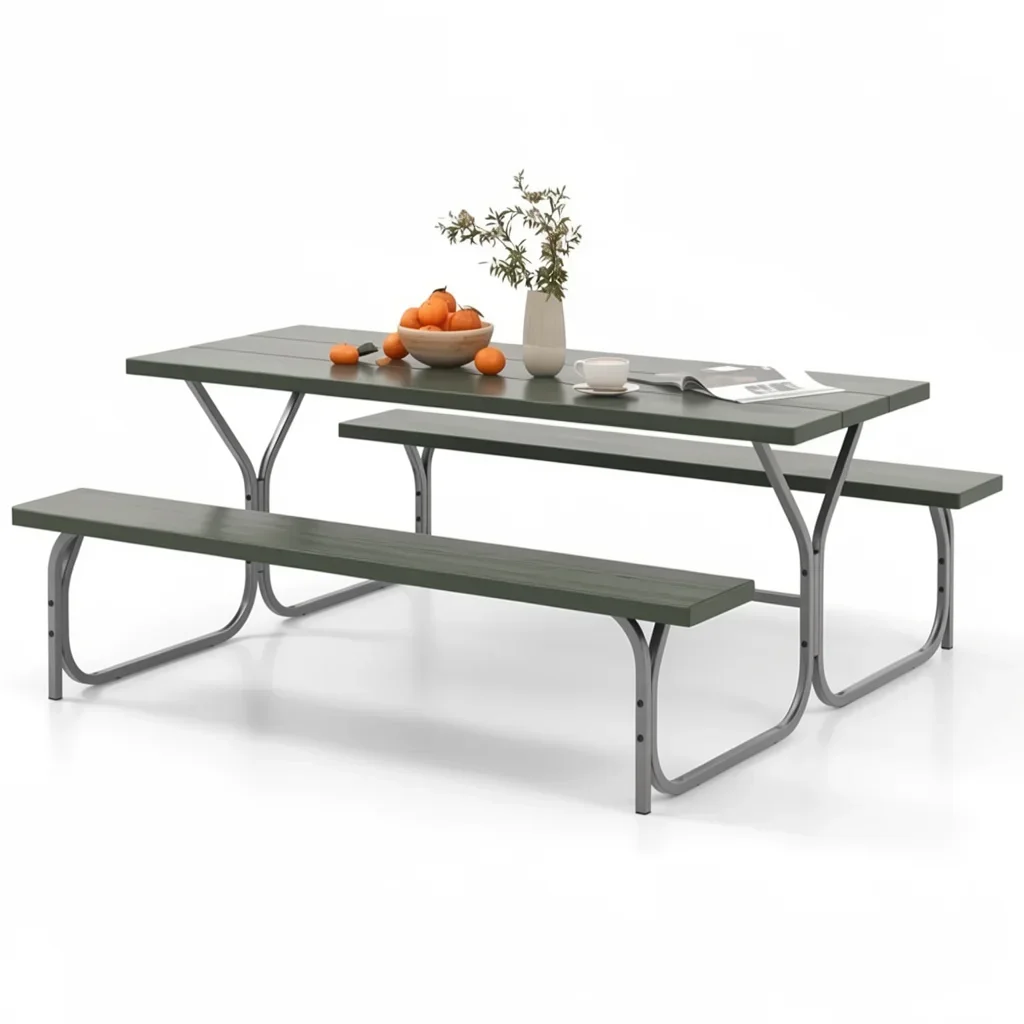 6-Foot All-Weather Picnic Table & Bench Set, Seats 8