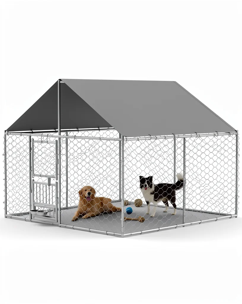 Outdoor Dog Kennel - 7.5 ft Run with Roof and Feeder lifestyle