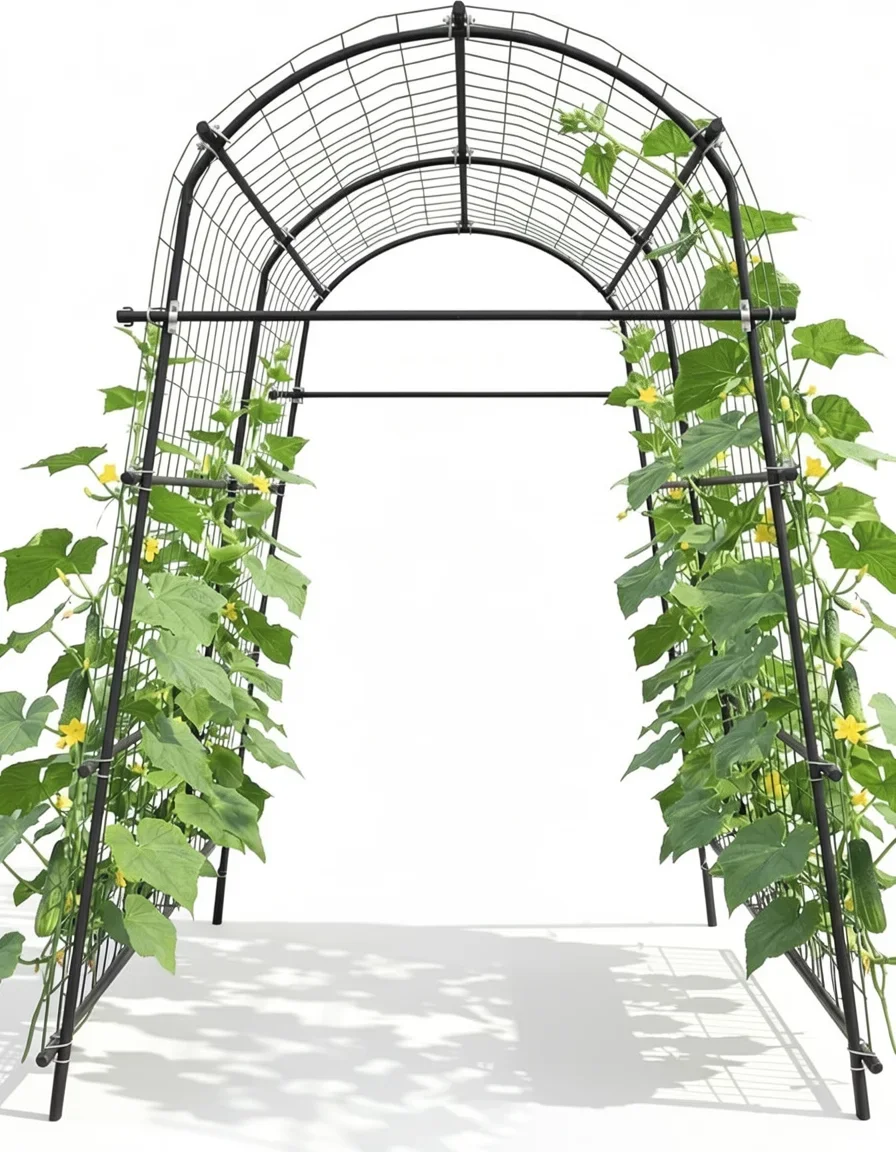 7 Ft Heavy-Duty Steel Garden Arch Trellis for Climbing Plants