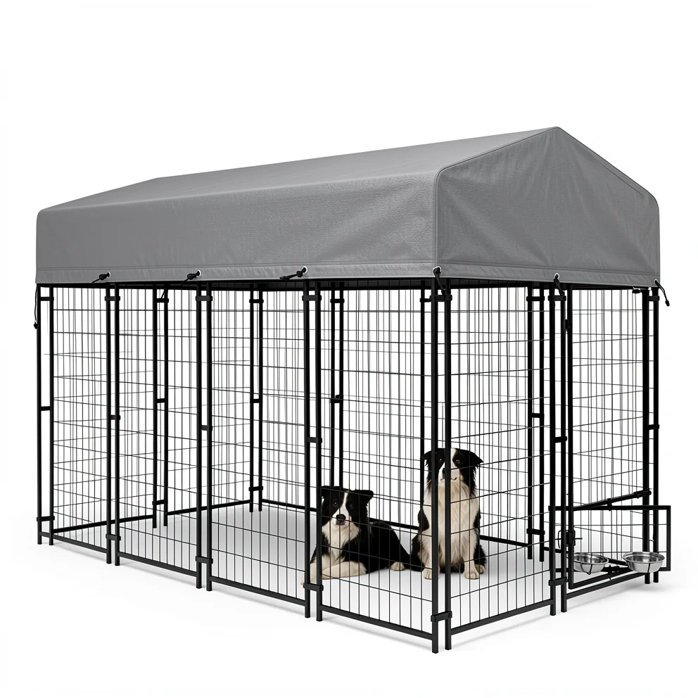 Outdoor Dog Kennel - 8 x 4 x 6 ft, Cover and Double Locks lifestyle