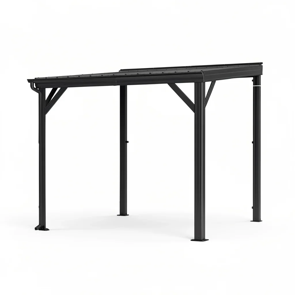 8 x 8 Ft Wall-Mounted Hardtop Lean-To Gazebo