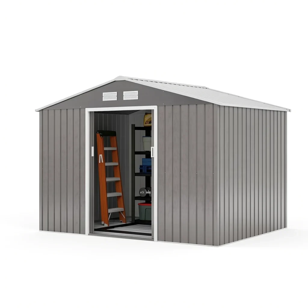 9×6 ft Metal Storage Shed with Lockable Double Doors