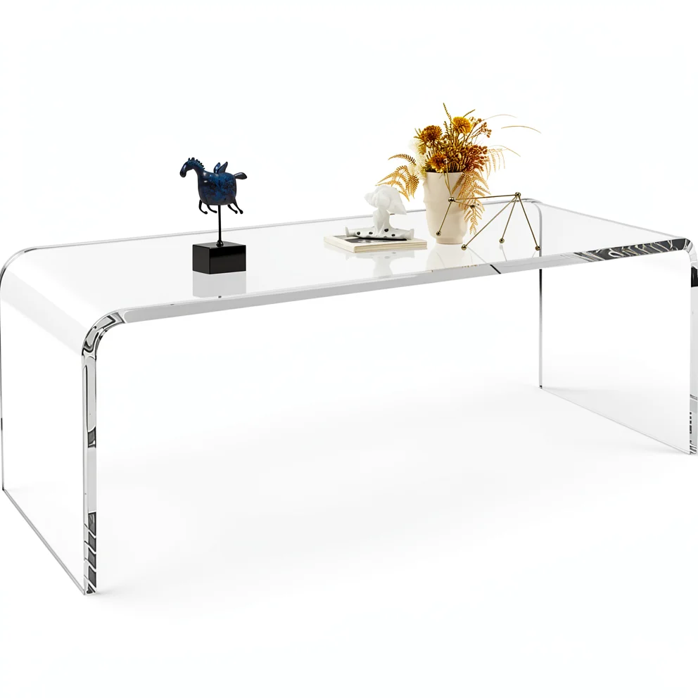 The Waterfall Coffee Table — Clear Acrylic, Lucite Edge