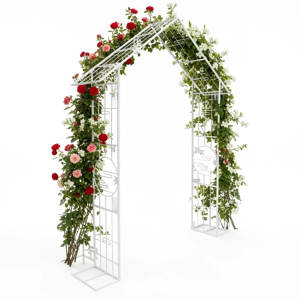 Vintage Wrought Iron Garden Arch for Climbing Roses & Vines
