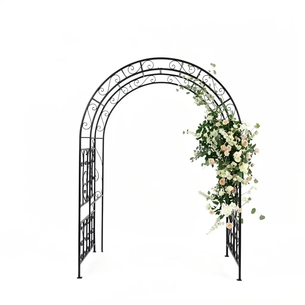 Black Iron & Steel Garden Arch Trellis, 52×84" — Wedding or Garden