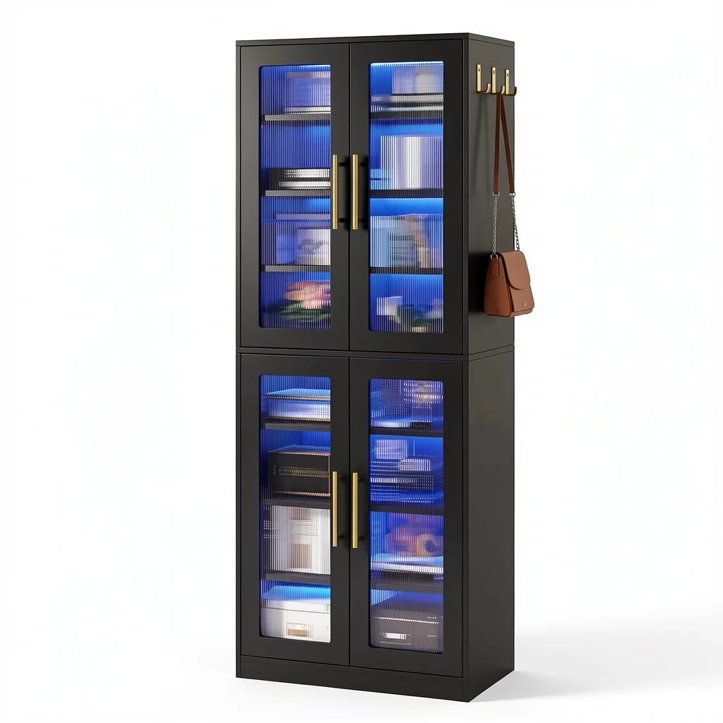 The LED Bookshelf with Doors — Multi-Tier Storage