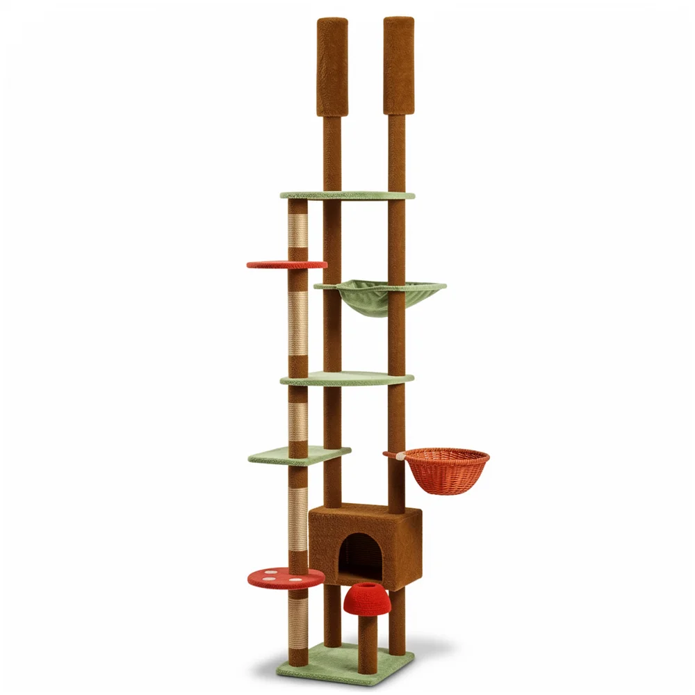 Cactus Floor-to-Ceiling Cat Tree — Adjustable, Hammock & Condo lifestyle