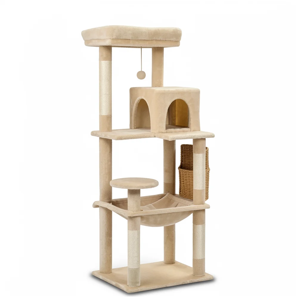 Indoor Cat Tree - 5-Tier Tower with Sisal Posts and Hammock lifestyle