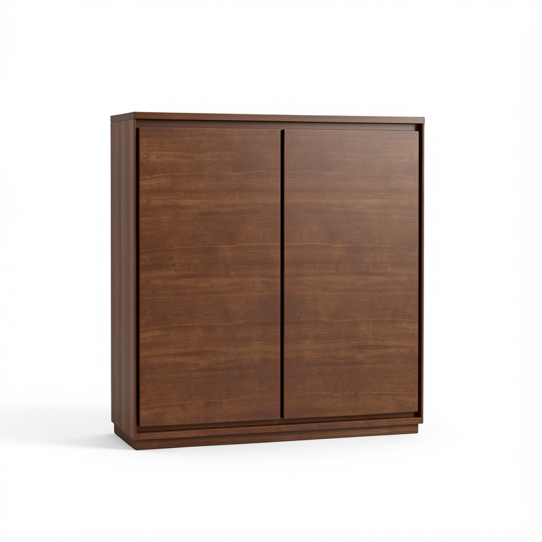 Narrow Walnut Sideboard Cabinet - 2-Door Wood Storage