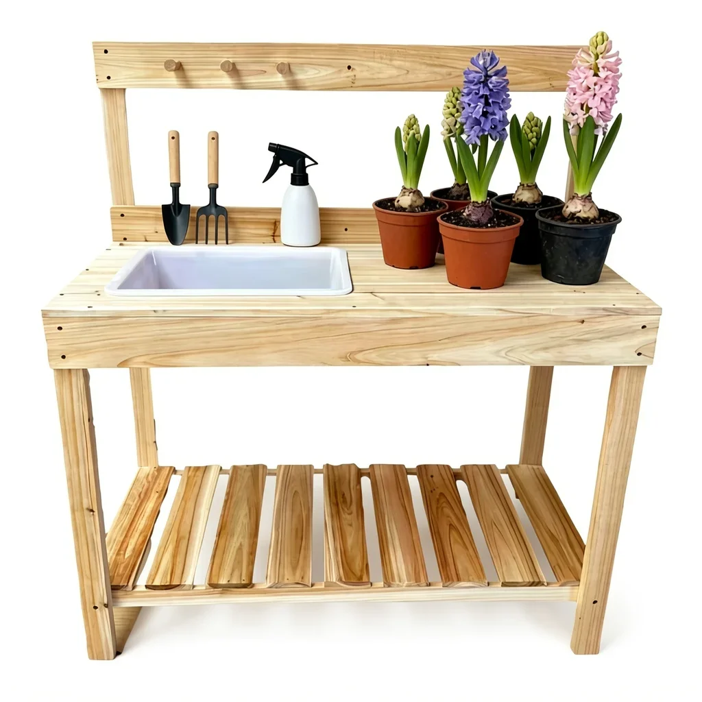 Children's Wooden Potting Bench with Removable Sink