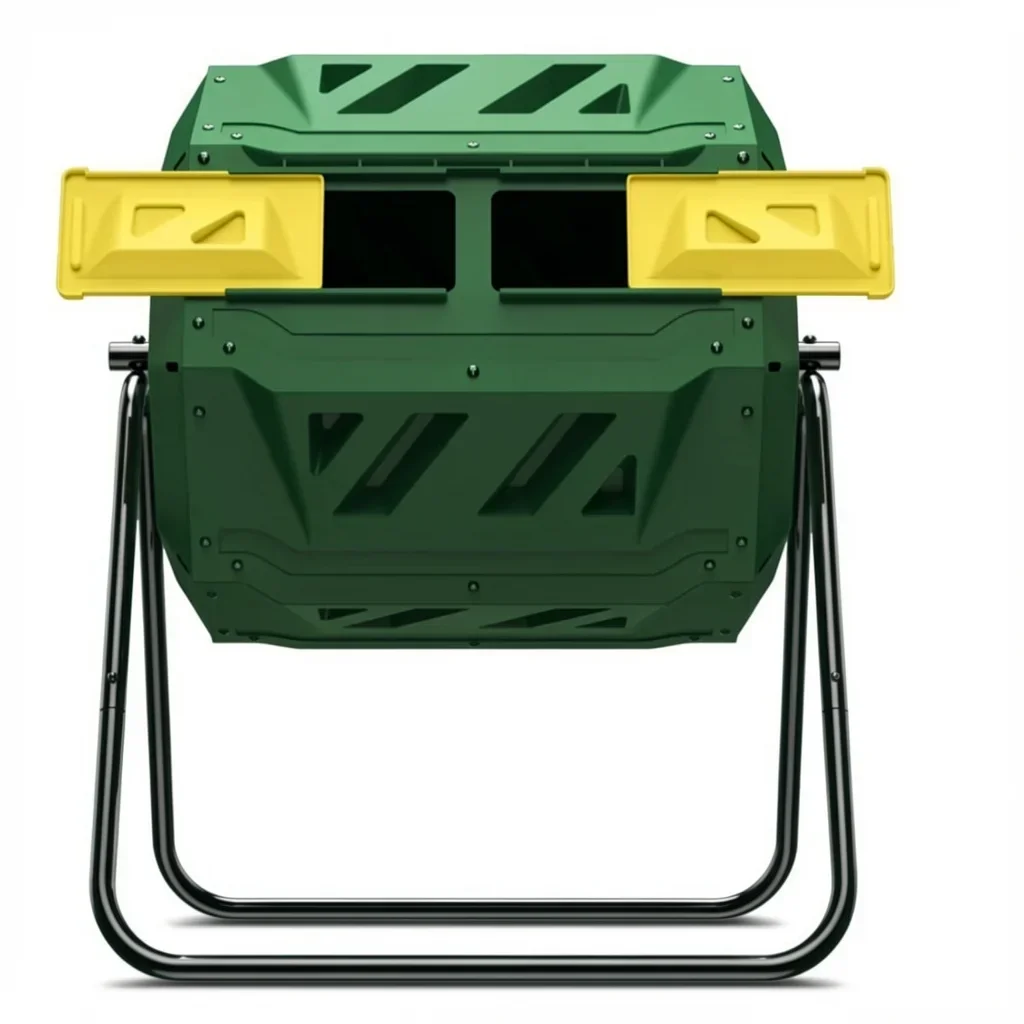 Dual-Chamber 43-Gallon Compost Tumbler with Gardening Gloves