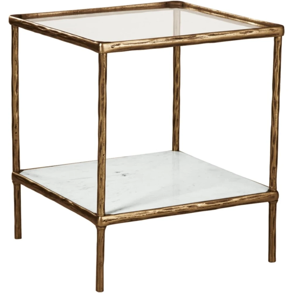 Antique Brass Accent Table - Contemporary Round Side Table