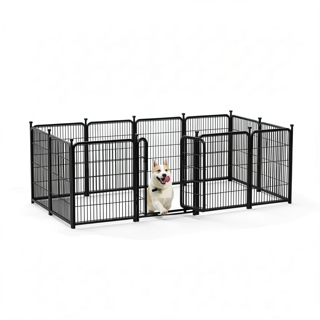 Outdoor Dog Playpen - 8-Panel Fence with Wide Door