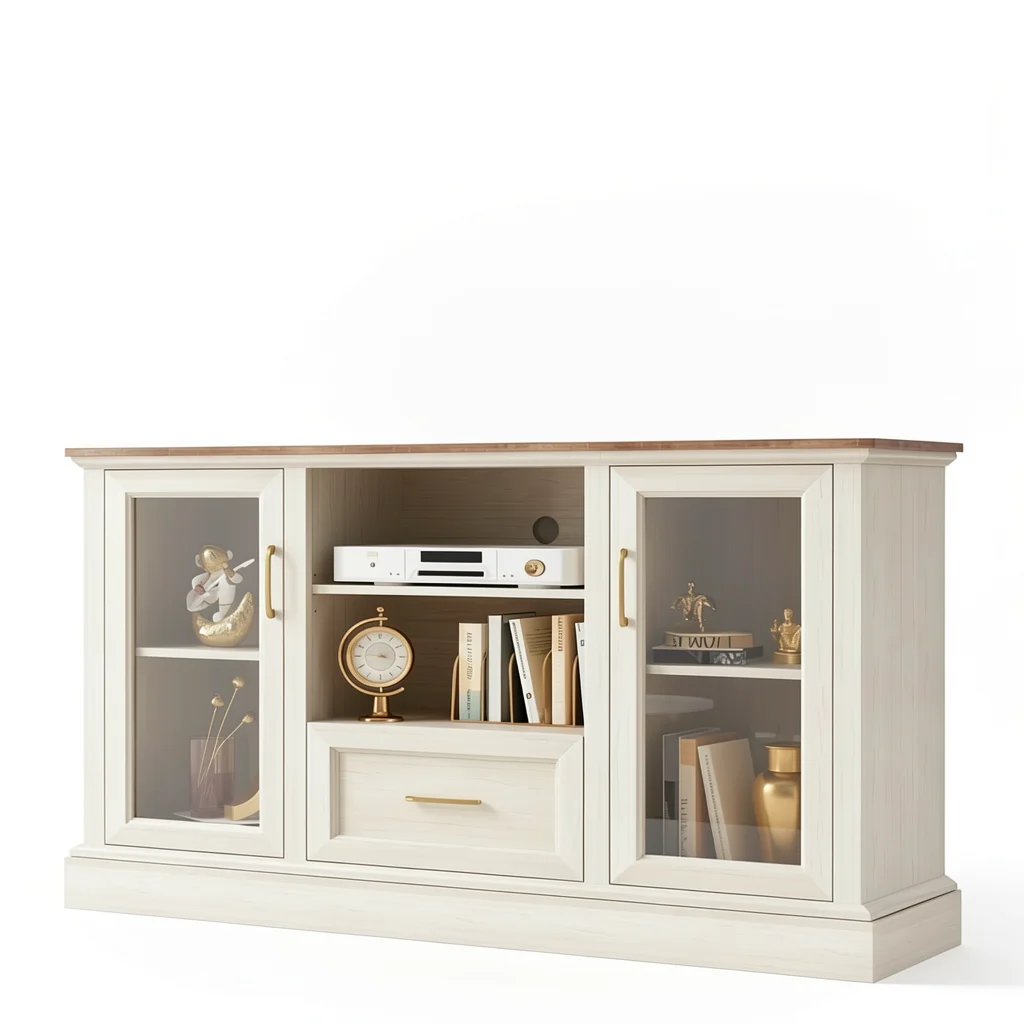 The Glass-Door Farmhouse Console — Classic Media Cabinet