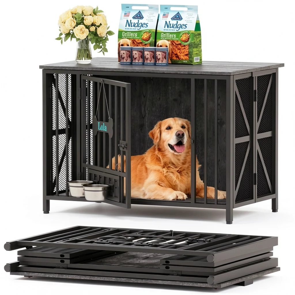 The Foldable Wooden Kennel — Hidden Dog Crate Furniture