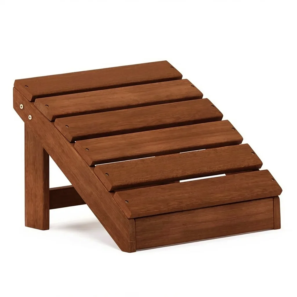 Adirondack-Style Outdoor Footstool with Slatted Wood Deck