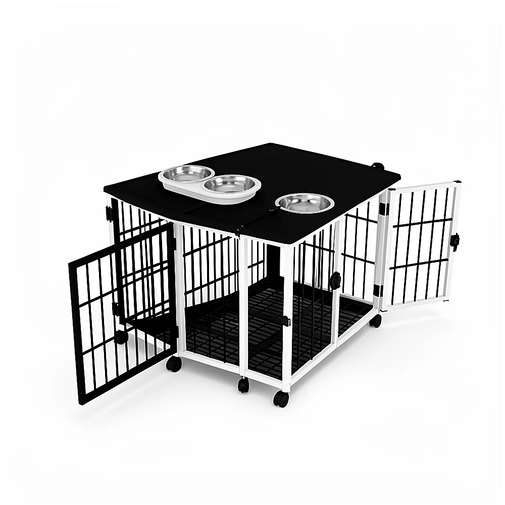 Furniture-Style Dog Crate End Table - 3 Doors and Tray lifestyle