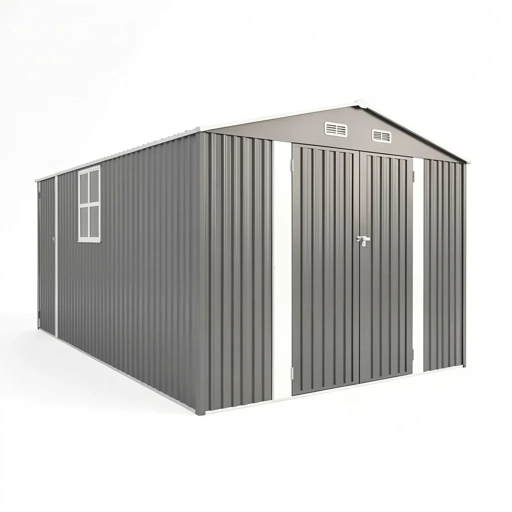 10 x 14 Ft Galvanized Steel Shed with Lockable Door & Window