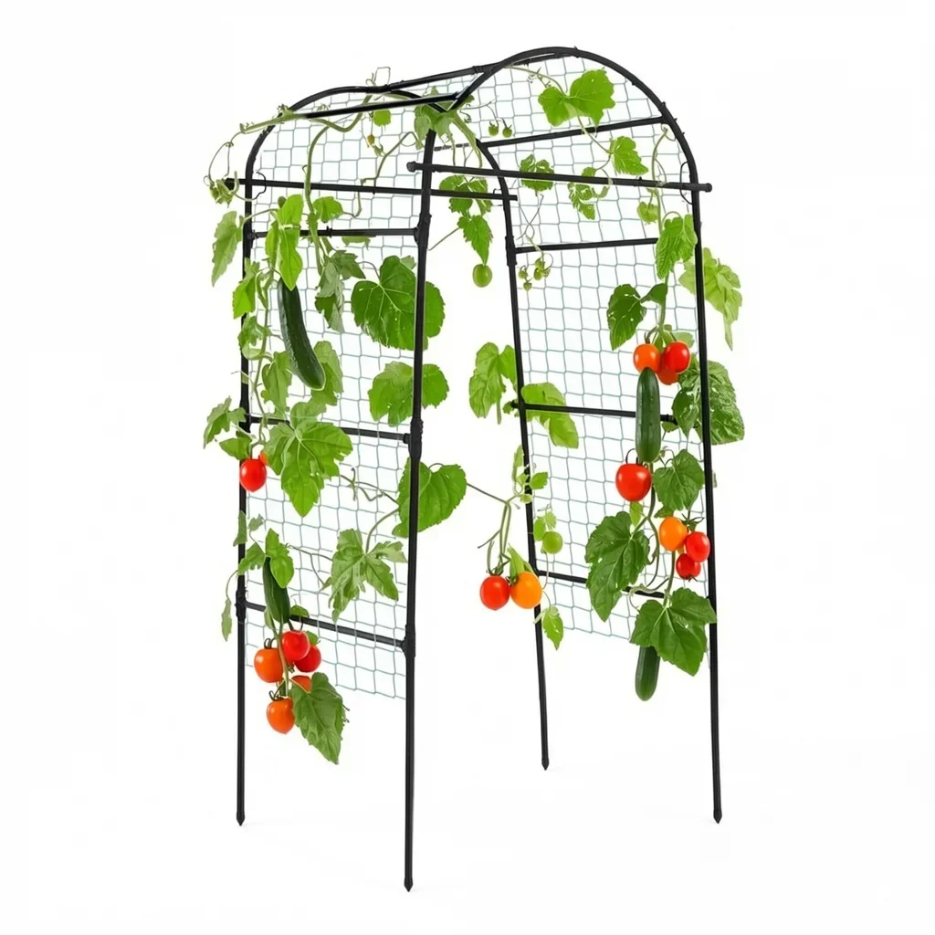 80-Inch Arched Metal Garden Trellis for Climbing Plants