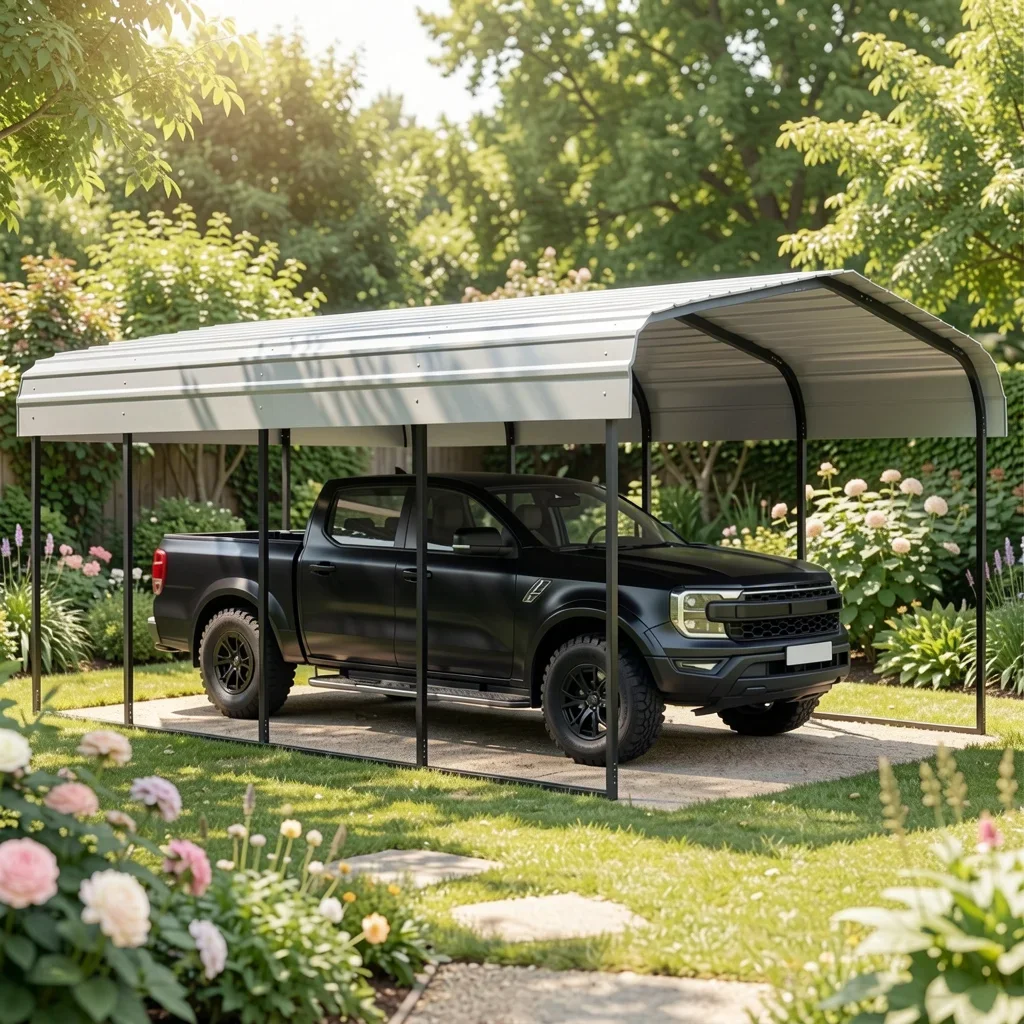 12x20 Ft Metal Frame Carport Canopy with HDPE Roof lifestyle
