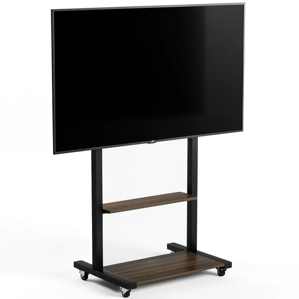 The Roll-Anywhere TV Cart — Height-Adjustable Floor Mount