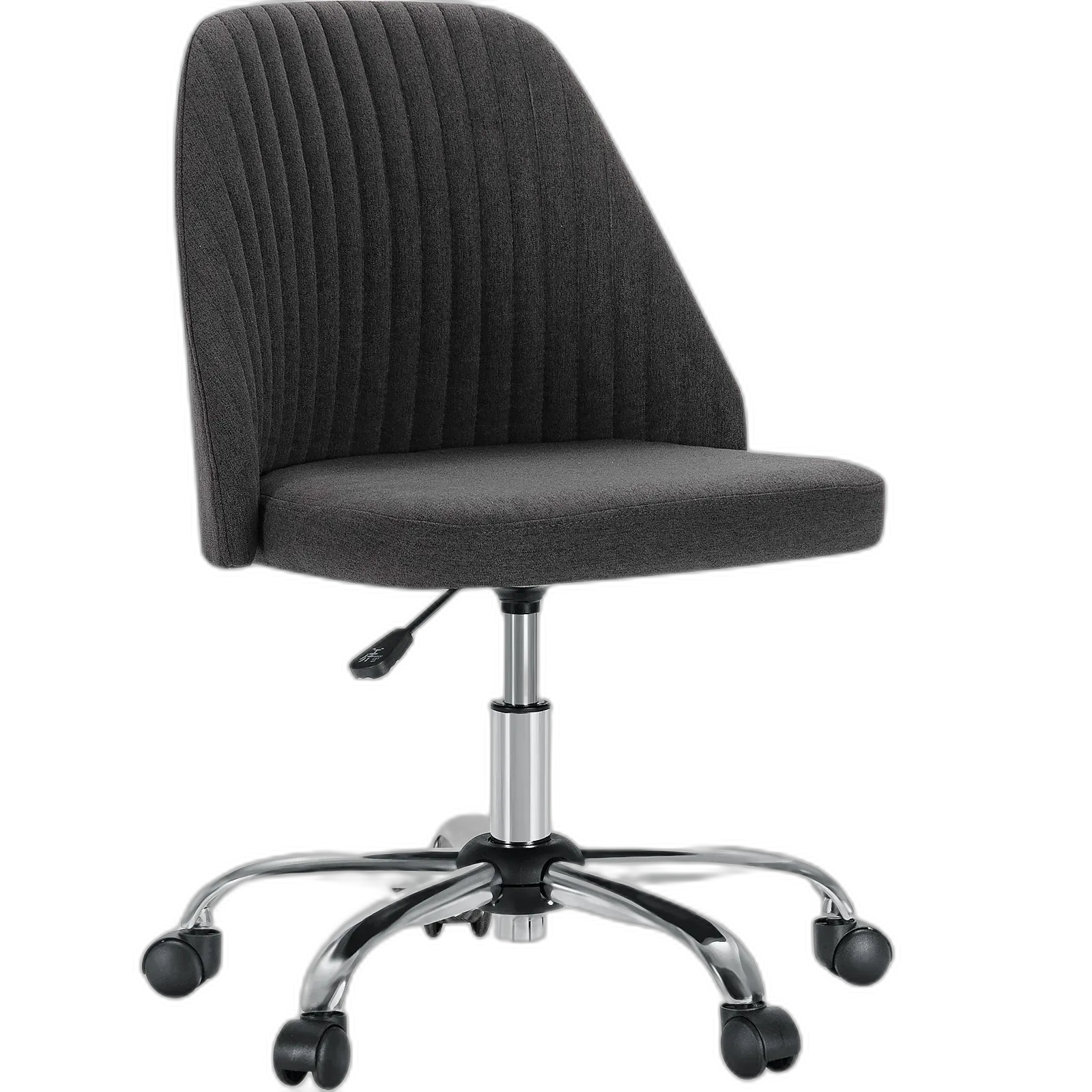 Armless Vanity Swivel Chair — Compact Fabric Office Chair on Casters