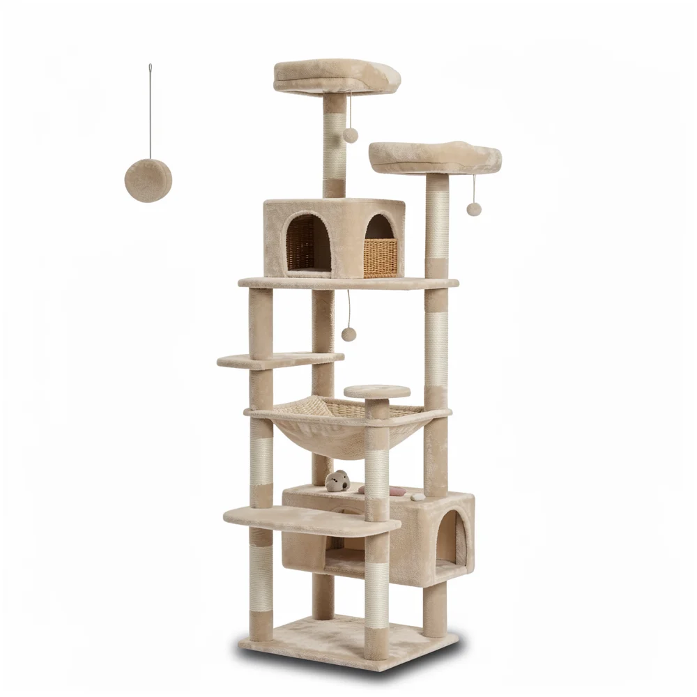 The Cat Penthouse — Multi-Level Tree with Wide Hammock lifestyle