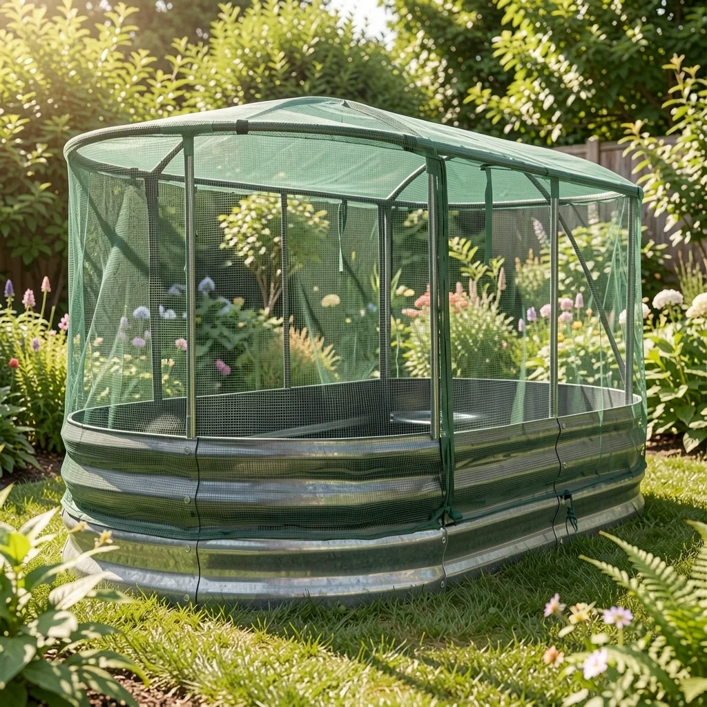 Oval Galvanized Raised Garden Bed with Self-Watering System lifestyle