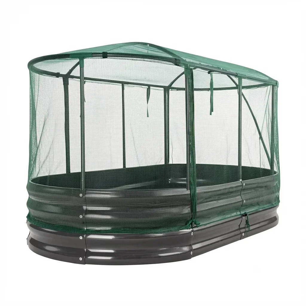 Oval Galvanized Raised Garden Bed with Self-Watering System
