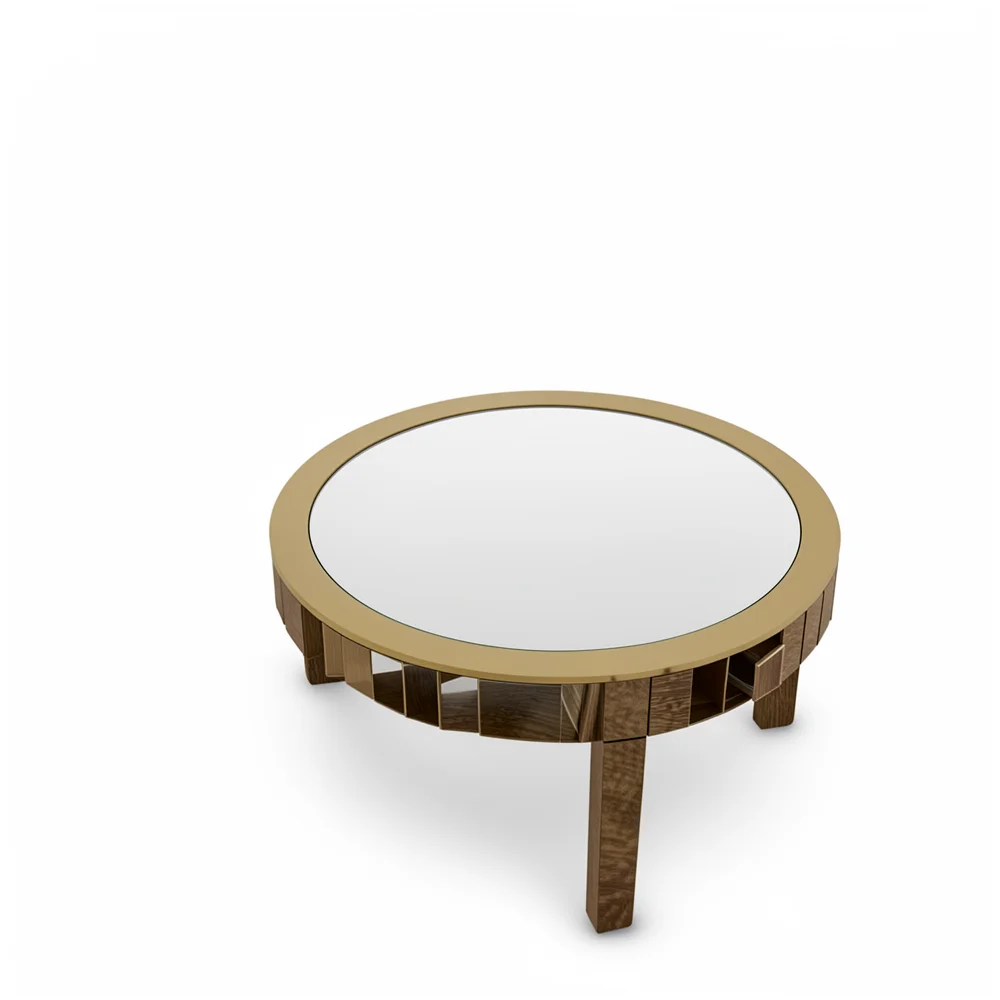 Silver Round Mirrored Coffee Table - Glass Accent Table lifestyle