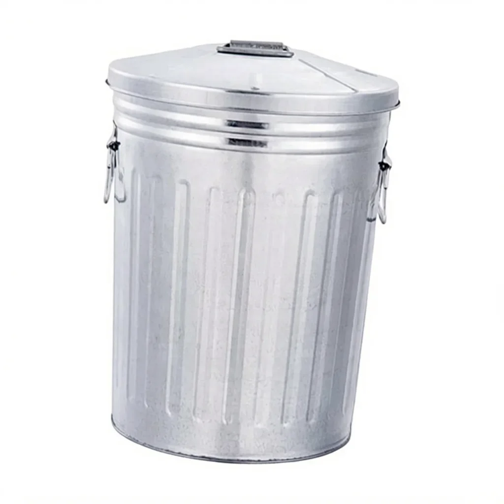 Retro Iron Garbage Bin with Lid and Double Handles