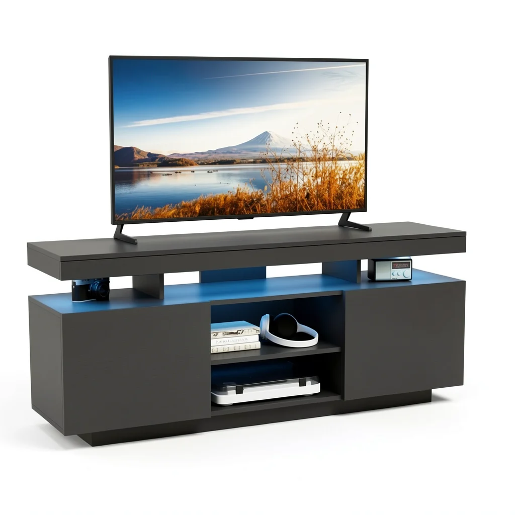The Outlet-Built-In TV Stand — LED Storage Console
