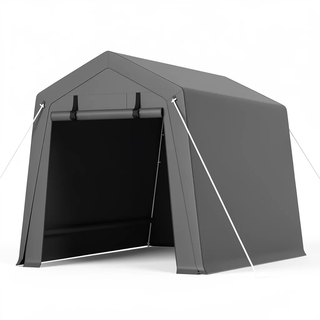 Portable Motorcycle Storage Shed with Roll-Up Zipper Door