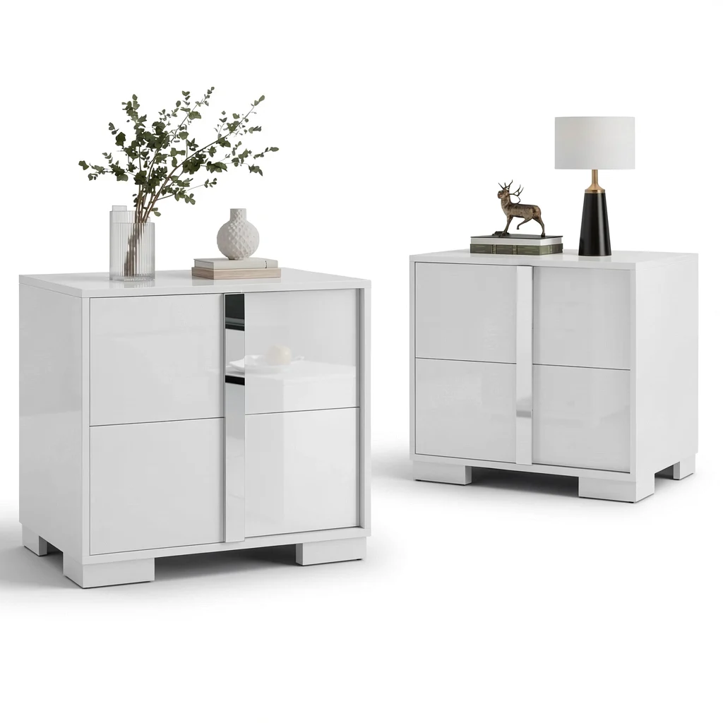 The White Nightstand Set — Modern Drawer End Tables