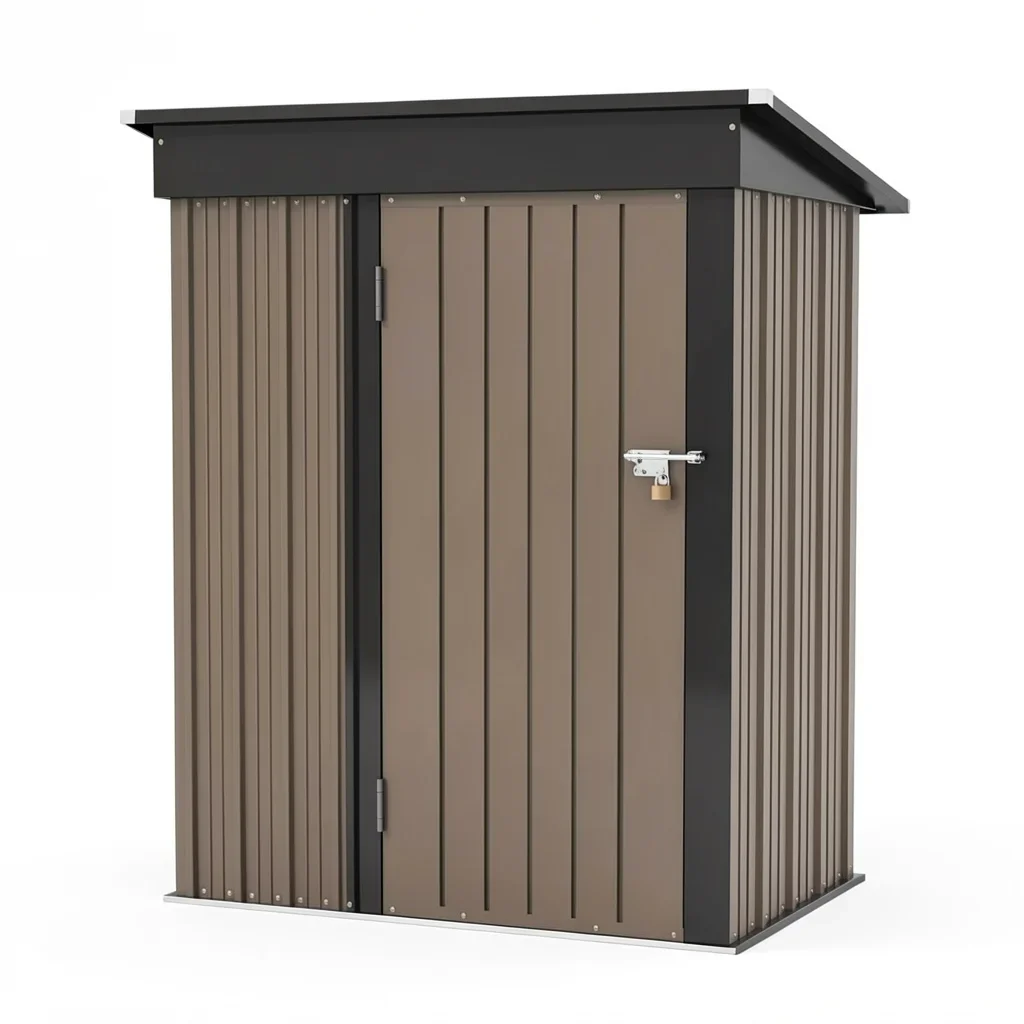 Compact 5x3 FT Galvanized Steel Storage Shed with Lockable Door