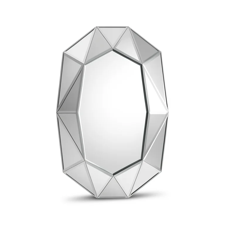 Beveled Diamond Wall Mirror — Irregular Silver Glass Accent lifestyle