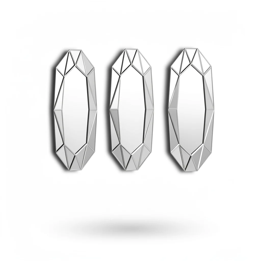 Beveled Diamond Wall Mirror — Irregular Silver Glass Accent