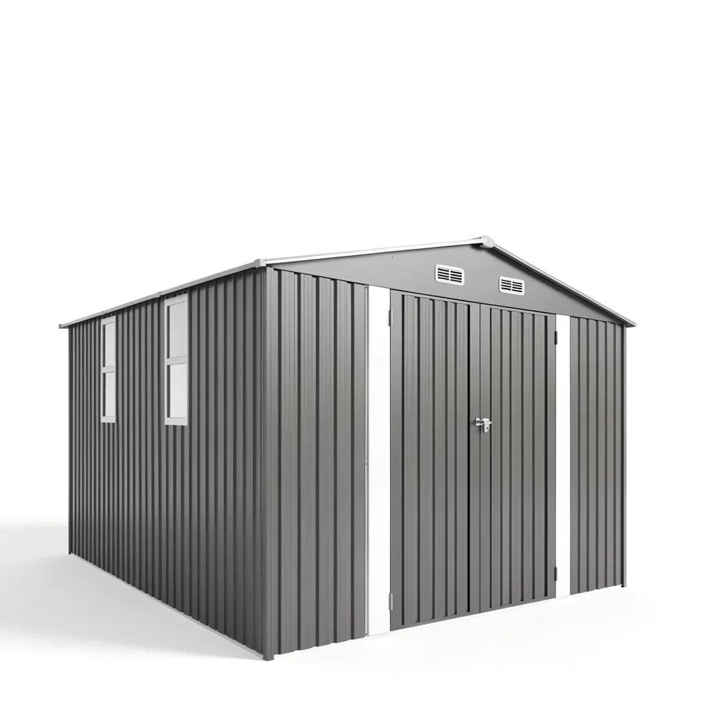 10×12 ft Steel Garden Storage Shed with Double Doors